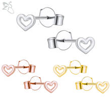 ZS-pendientes de plata esterlina 925 para mujer, aretes minimalistas con forma de corazón, Piercing para el cartílago, 1 par 2024 - compra barato