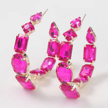 HYSECMAO New Arrival Shiny Rhinestone Gems Hoop Earrings For Women Fashion Jewelry Ladys Statement Earrings Accessories Hot Sale 2024 - buy cheap