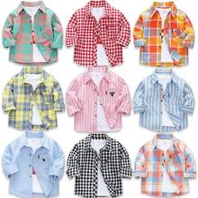 Spring Autumn New Long Sleeve Boys Shirt Classic Plaid Lapel Kids Shirts Top With Pocket Baby Boy Casual Shirt Children Clothing 2024 - buy cheap