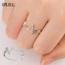 SMJEL 925 пробы серебряные кольца для женщин сердцебиение сердца палец кольцо для подруги день рождения подарок на Новый год 2024 - купить недорого