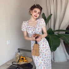 BP Midi Dress Women Elegant a-line Korean Vintage Short Sleeve Summer Woman 2020 Dresses Party Square Collar Boho Vestidos 2024 - buy cheap