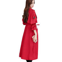Jaqueta corta-vento feminina primavera outono vermelho sobretudo duplo breasted casaco feminino elegante wxf110 2024 - compre barato
