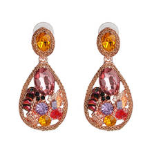 colorful crystal water drop long earrings women 2020 fashion statement za earrings jewelry female vintage indian earring 2024 - buy cheap