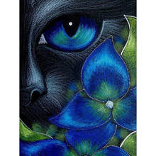 Diy o olho azul gato preto 5d diamante bordado artesanato mosaico de diamante quadrado completo pintura diamante ponto cruz decoração para casa lk1 2024 - compre barato