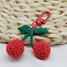 Cute Handmade Knitting Wave Big Cherry Strawberry Key Chains for women Funny Fruit Keychains Bag Hanging Car Key Holder Keyrings 2024 - buy cheap