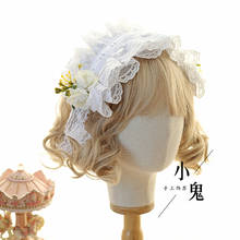 Оригинальные свадебные аксессуары для волос с цветами в стиле "Лолита", универсальный головной убор для платья, японский розовый ободок для волос KC 2024 - купить недорого