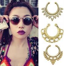 1PCS Fake Nose Ring Hoop Septum Jewelry Nose Ring Hanger Clip On Clicker Crystal Piercing Non Piercing Oreja Piercing Rose Gold 2024 - buy cheap