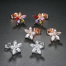 AAA+Cubic Zircon Flower Rose Gold Color Stud Earrings HotSale Fashion Engagement OL Gift Crystal Jewelry For Women DWE062 2024 - buy cheap
