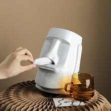 Formato de cabeça nórdica de cerâmica caixa de tecido decorativa para banheiro e mesa de papel higiênico cozinha sala de estar quarto caixa de armazenamento de tecido 2024 - compre barato