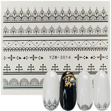 2022 New Designs Nail Water Transfer Sticker Black Lace Pattern Nail Art Decorations Slider For Nail Manicure Watermark Foils 2024 - buy cheap