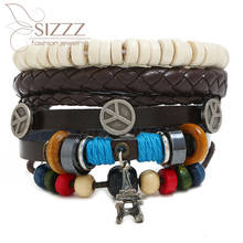 SIZZZ 2019 Best selling conjunto pulseira diy tecido de couro jóias bracelet & bangles para mulheres/homens 2024 - compre barato