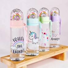 Water Bottle Cute Unicorn Creative Micro Landscape Interesting Design Plastic Water Cup Rainbow Color Girl Portable Water Bottle 2024 - buy cheap