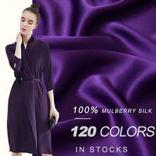 19mm HYSK 100% pure silk satin fabric plain dye bridal woven raw silk duchness stocks washable multicolor purple for dress 2024 - buy cheap