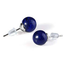 Lapis Lazuli Silver Plated Small Beads Stud Earrings Red Stone Simple Style Jewelry 2024 - buy cheap
