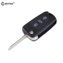 KEYYOU-carcasa de repuesto para llave de coche, carcasa plegable con 3 botones para mando a distancia, para Hyundai Elantra Avante I30 IX35, sin llave 2024 - compra barato
