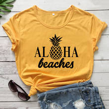 Aloha beads-Camiseta de piña Unisex, camisetas hawaianas para vacaciones, camisetas bonitas para mujer, Camisetas estampadas para fiesta en la playa, trajes 2024 - compra barato