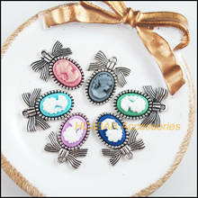 12 New Knot Charms Tibetan Silver Tone Retro Beauty Mixed Resin Pendants 19.5x24.5mm 2024 - buy cheap