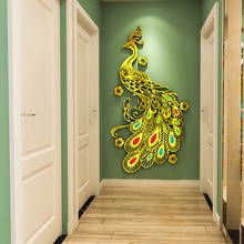 Chinese classical DIY Phoenix Acrylic Wall Sticker 3D stereo living room Entrance restaurant background room Layout Wall Sticker 2024 - buy cheap