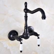 Black Oil Rubbed Bronze Bathroom Kitchen Sink Faucet Mixer Tap Swivel Spout Wall Mounted Two Handles mnf870 2024 - buy cheap