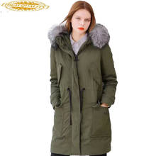 Ganso para baixo jaqueta feminina casaco de inverno luxo natural gola de pele de raposa solta parkas com capuz longo casaco grosso outerwear lx157 2024 - compre barato