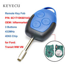 Пульт дистанционного управления Keyecu 6C1T15K601AG, 3 кнопки, 433 МГц 4D63 для Ford Transit WM VM 2006 2007 2008 2009 2010 2011 2012 2013 2014 2024 - купить недорого