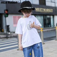 Conjunto de ropa de algodón para niños, camiseta de manga corta y pantalones vaqueros, traje de 2 piezas, novedad de verano 2024 - compra barato