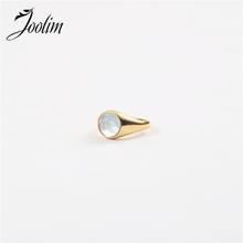 Joolim Simple White Shell Stainless Steel Fingers Ring Gold Jewelry 2020 Sister Rings Stainless Steel Jewelry Wholesale 2024 - buy cheap