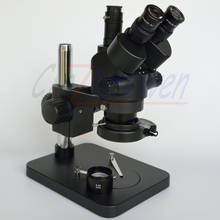 Microscopio estéreo Trinocular con soporte de mesa, microscopio Focal de 3.5X-45X con Zoom y 144 LED, color blanco y negro 2024 - compra barato
