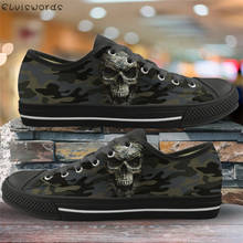 ELVISWORDS-zapatos informales estilo Punk para mujer, calzado vulcanizado con estampado 3D de calavera de camuflaje, de lona, para oficina 2024 - compra barato