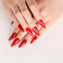 24 pcs latest solid color candy long pointed fake nails sexy red  J1329 2024 - buy cheap