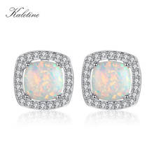 KALETINE Solid 925 Sterling Silver Earrings For Women Square Opal Jewelry Stud Earrings Fashion Jewelry Gift KLTE045 2024 - buy cheap