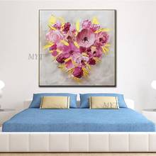 A Heart Made Up Of Many Flowers Abstract Oil Painting Modern Wall Art Living Room Picture Home Decoration100% Handmade Unframe 2024 - buy cheap