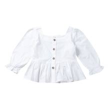 White Kids Clothes Girl Shirts Autumn Summer Baby Girls Blouses Cute Long Sleeve Solid Tops 1-6Y 2024 - buy cheap