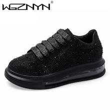 Womens Fashion Casual Rock Glitter Sparkling Sneakers Women's Encrusted Lace Up Shoes White Sole Fashion Street Sneakers Shiny 2024 - buy cheap