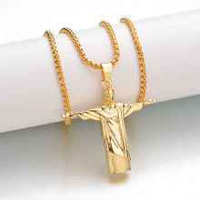 Collar con colgante de cruz de Jesús, cadena larga chapada en Hip-Hop, Unisex, oración de personalidad religiosa 2024 - compra barato