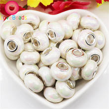 10 pcs White Color Resin Murano Big Hole Round Spacer Beads Fit Pandora Charms Bracelet Necklaces Women Jewelry Making Beads 2024 - buy cheap