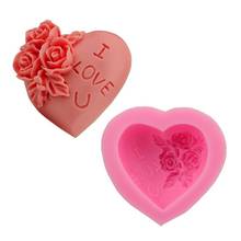 Molde de silicona 3D con forma de corazón, flor, rosa, Fondant, pastel, Chocolate, vela, arcilla, manualidades, fabricación de jabón DIY 2024 - compra barato