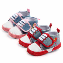 Sapatos de bebê com borboleta e borboleta, de lona, para primeiros passos, mocassim antiderrapante, sapato de berço casual para bebês, venda imperdível 2024 - compre barato