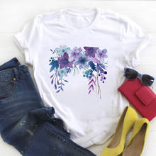 Женская Повседневная футболка с цветочным принтом, летняя футболка с коротким рукавом и графическим принтом 2024 - купить недорого