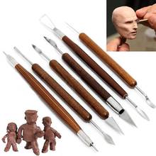 6Pcs Clay Sculpting Set Wax Carving Pottery Tools Shapers Polymer Ceramic Tools Polymer Modeling Carved Tool Wood Handle Set 2024 - buy cheap