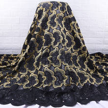 Zhenguiru Gold African Lace Fabric Fashion Swiss Voile Lace In Switzerland 5Yards Nigerian Lace Cloth For Party Daily Wear A1827 2024 - buy cheap