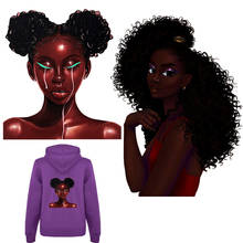 Beauty Black Girl-Parches de transferencia de hierro para accesorios de ropa, Parches adhesivos térmicos, rayas, apliques de moda DIY, Parches 2024 - compra barato