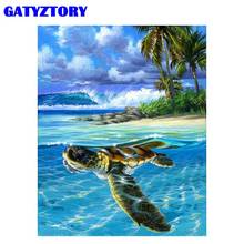 GATYZTORY морская черепаха картина с животными по номерам 40x50 см в рамке ручной работы Diy подарок для взрослых детей домашний декор для стен Artcraft 2024 - купить недорого