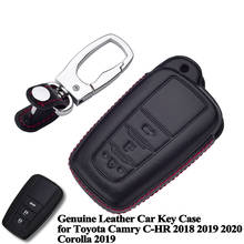 Funda de cuero auténtico para llave de coche, accesorios con estilo para Toyota Camry, C-HR, CHR, Avalon, 2018, 2019, 2020, Corolla, 2019, 1 unidad 2024 - compra barato