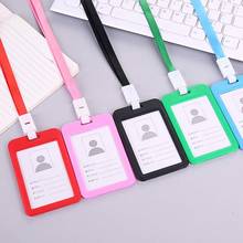 HOT SALES !!!Portable Double Sided Transparent Employee ID Card Holder Name Tags with Lanyard 2024 - buy cheap