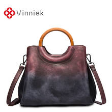 New Genuine Leather Luxury Handbag Women Bags Vintage Panelled Designer Cross Body Bag Ladies Fashion Shoulder Bag Casual Totes 2024 - buy cheap