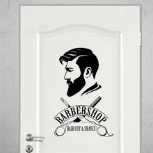 Логотип Barbershop, наклейки на стену для окна, виниловые наклейки на стену для салона красоты, аксессуары для украшения дома для мужчин, пещера, искусство Y129 2024 - купить недорого