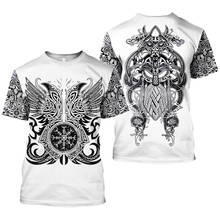 Camiseta de tatuaje vikingo para hombre, camiseta divertida con estampado 3D en blanco y negro, ropa de calle Harajuku, WS-333, novedad de verano de 2019 2024 - compra barato