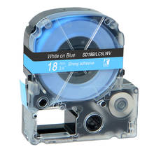 18mm White on Blue SD18BW LC-5LWV adhesive ribbon label tape for kingjim/epson label maker LW300 LW400 LW-600P 2024 - buy cheap