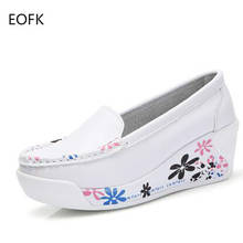 Eofk mocassins femininos de plataforma, sapatos casuais de verão, florais, brancas, respiráveis, baixos, respiráveis, loafers femininos 2024 - compre barato